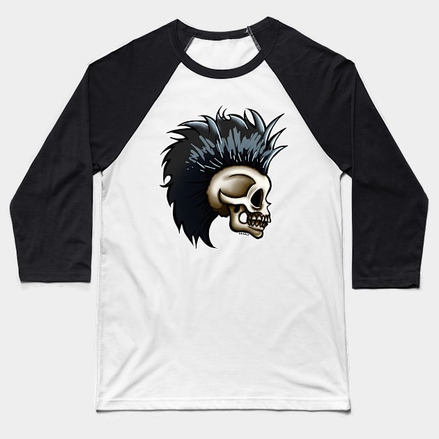 Punk Skull (Black Version) Baseball T-Shirt by Jan Grackle